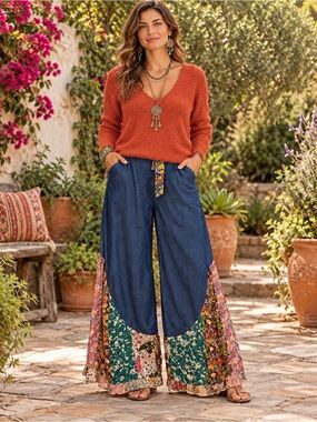 H154 New Hemish S ptp19-25  Cozy V-Neck Top - Orange Rust